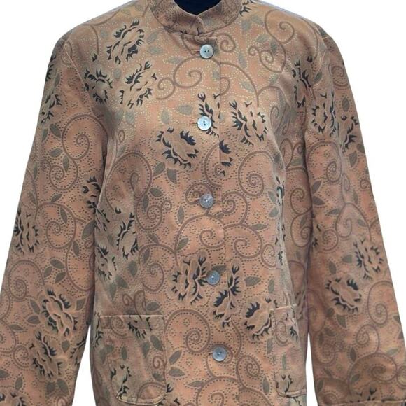 ORVIS Sz Med Floral Swirls Embroidered Pearl Button Mandarin Collar BlazerJacket - Picture 1 of 9